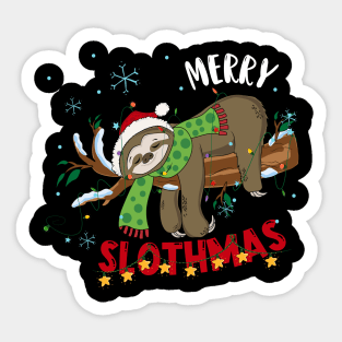 Merry Slothmas Christmas Pajama for Sloth Lovers Sticker